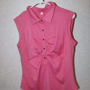 Pink Button-Down Sleeveless Blouse – Size M